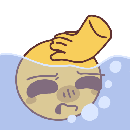 An emoji-yellow person being held under water.